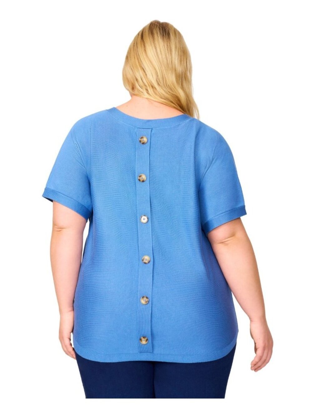 Melissa Paige Plus Size 3X Button-Back Boat neck Dolman-Sleeve Sweater Blue $52 - Picture 2 of 3